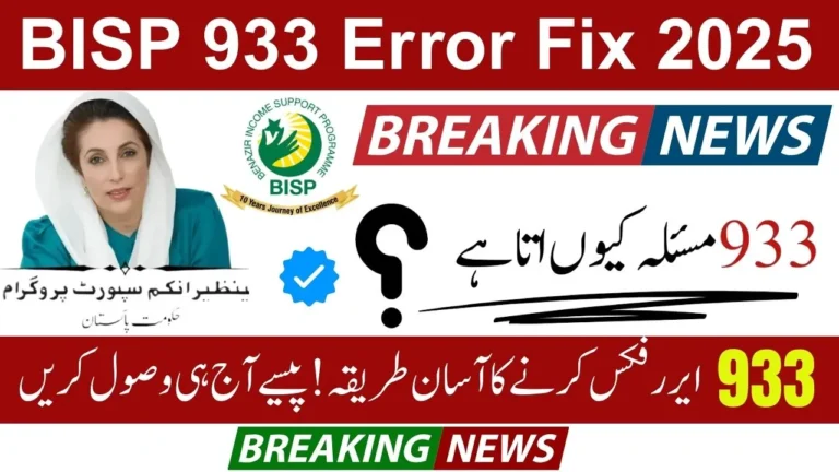 BISP 933 Error Fix 2025 – Complete Step-by-Step Guide to Solve CNIC Mismatch in 8171 Portal